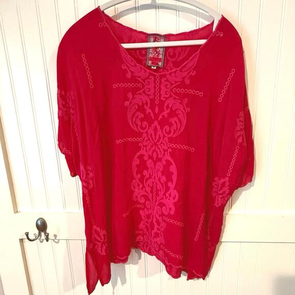Johnny Was Hot Pink Embroidered Tunic - Picture 1 of 7